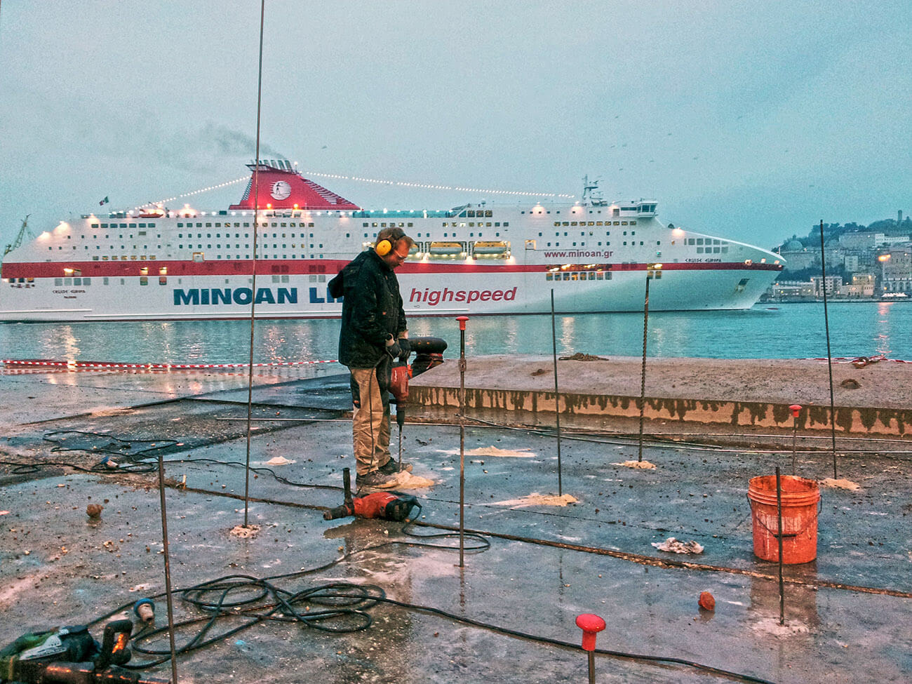 Stabilisierung des Fundaments in einem Hafen