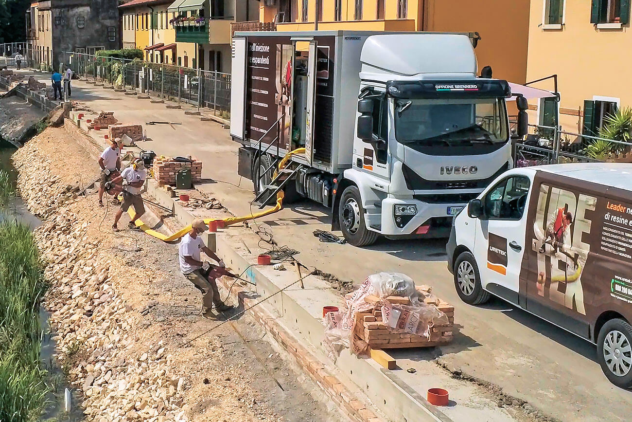Stabilisierung der Böschung an einem Fluss
